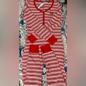 Victoria’s Secret PINK One Piece Thermal Pajamas Candy Cane Striped Logo Size M